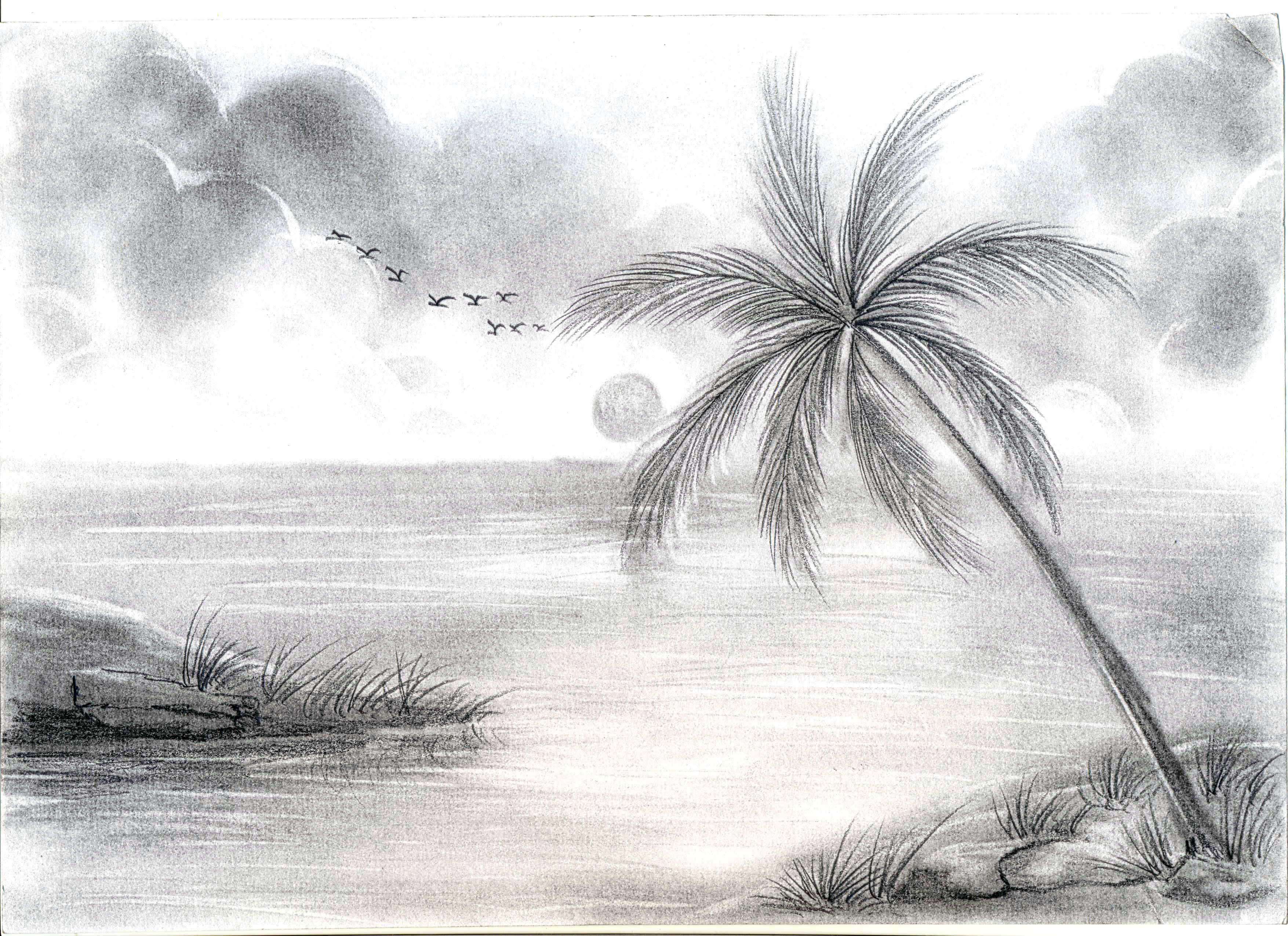 Easy Landscape Drawing Pencil Shading Drawing Art Ideas