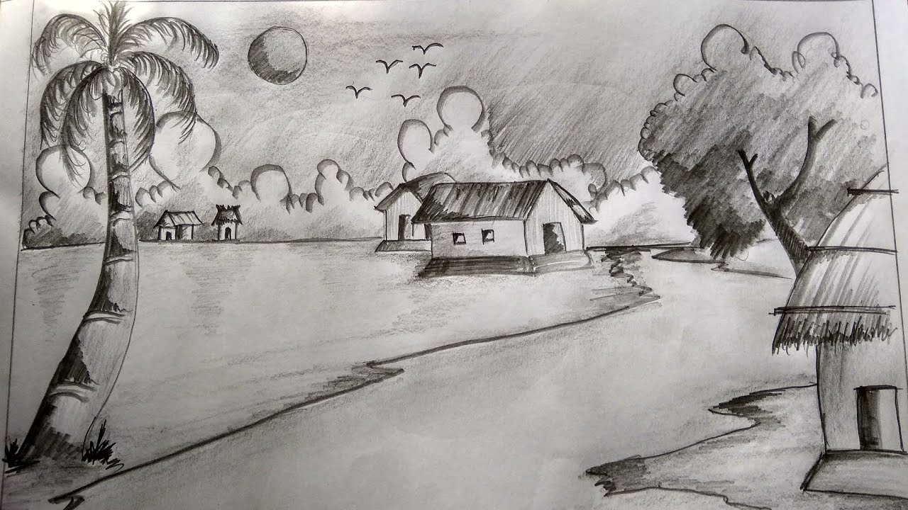 1280x720 how to draw scenery of light and shadow - Pencil Shadow Drawing