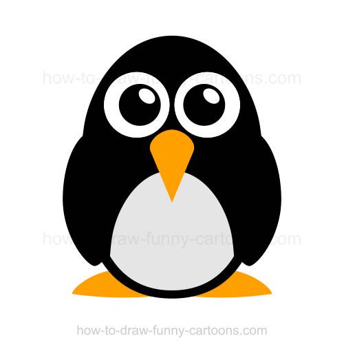 500x510 how to draw a penguin - Penguin Cartoon Drawing