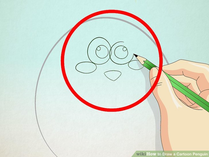 728x546 how to draw a cartoon penguin steps - Penguin Cartoon Drawing