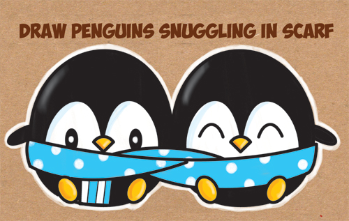 500x317 How To Draw Cute Kawaii Chibi Cartoon Penguins In A Scarf - Penguin Drawing Cute
