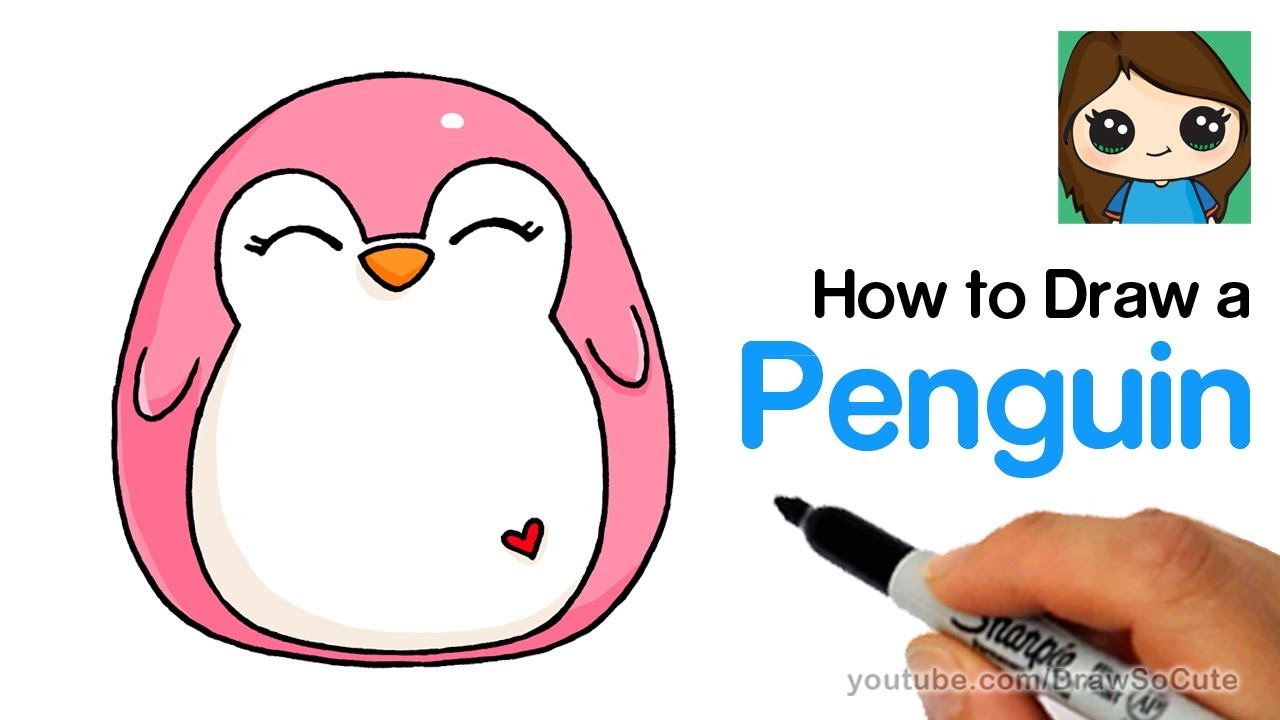 1280x720 How To Draw A Cute Penguin Easy Squishy Squooshems - Penguin Drawing Cute