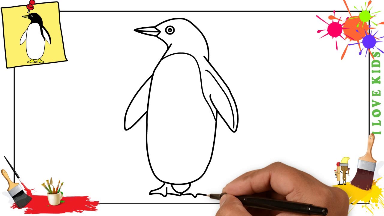 1280x720 how to draw a penguin easy slowly step - Penguin Drawing For Kids