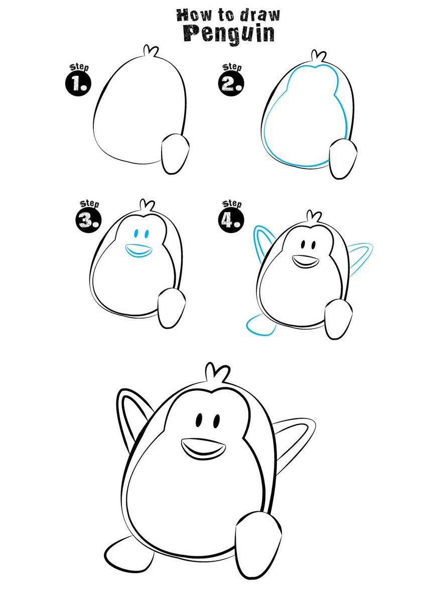 849x1200 Easy Drawing For Kids On Twitter Can You Draw Penguin Follow - Penguin Drawing For Kids
