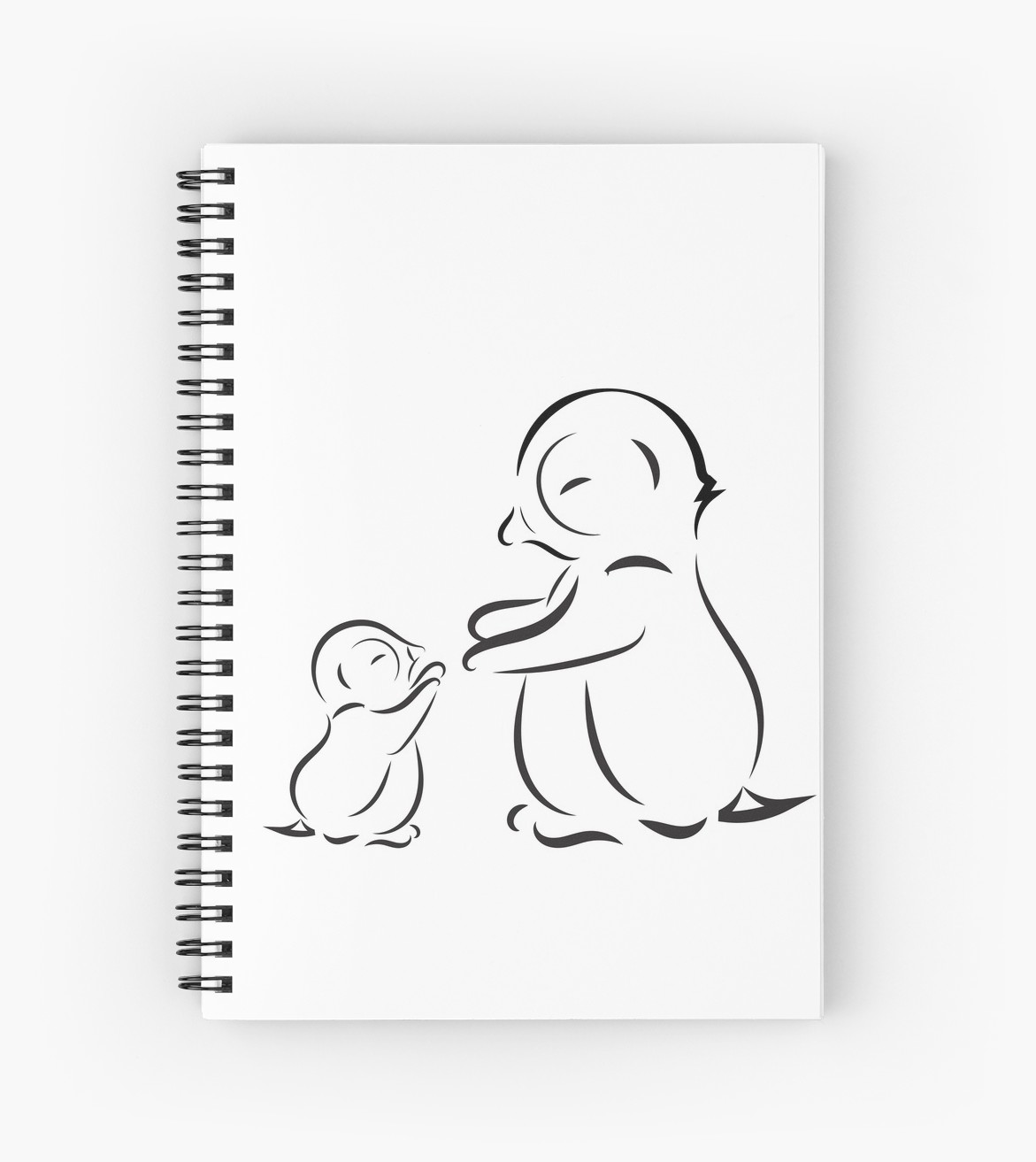 1171x1313 Outline Drawing Of Penguin Family Mom And Baby Spiral Notebooks - Penguin Drawing Outline