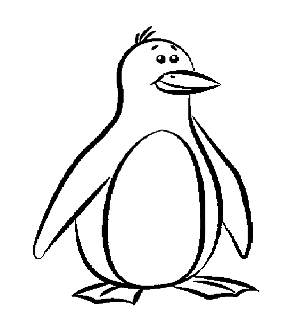 600x668 Penguin Colouring Page - Penguin Drawing Outline