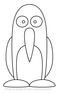 250x392 Drawing A Penguin Cartoon - Penguin Drawing Outline