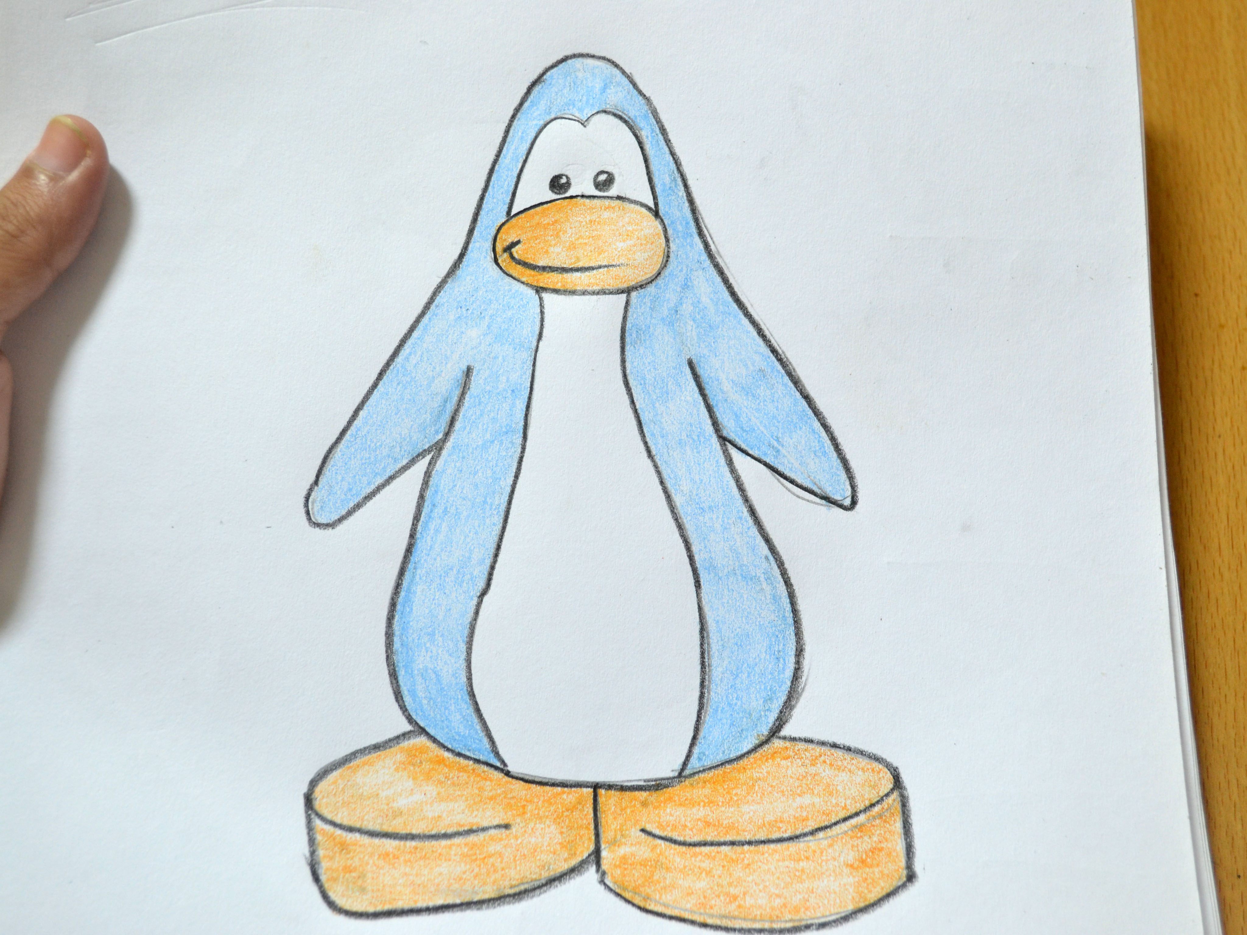 4096x3072 how to draw a club penguin penguin steps - Penguin Drawing Step By Step