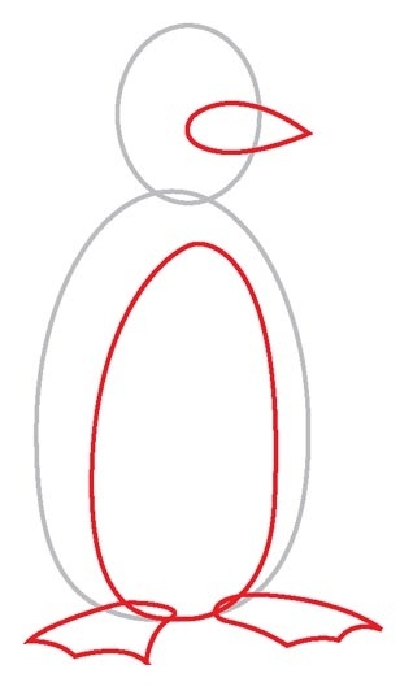 400x691 Draw The Beak And Feet - Penguin Feet Drawing