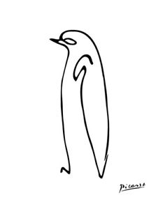 226x300 pablo picasso line drawing penguin large size quality canvas - Penguin Line Drawing