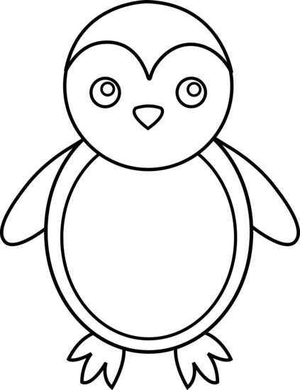 423x550 Penguin Line Art - Penguin Line Drawing