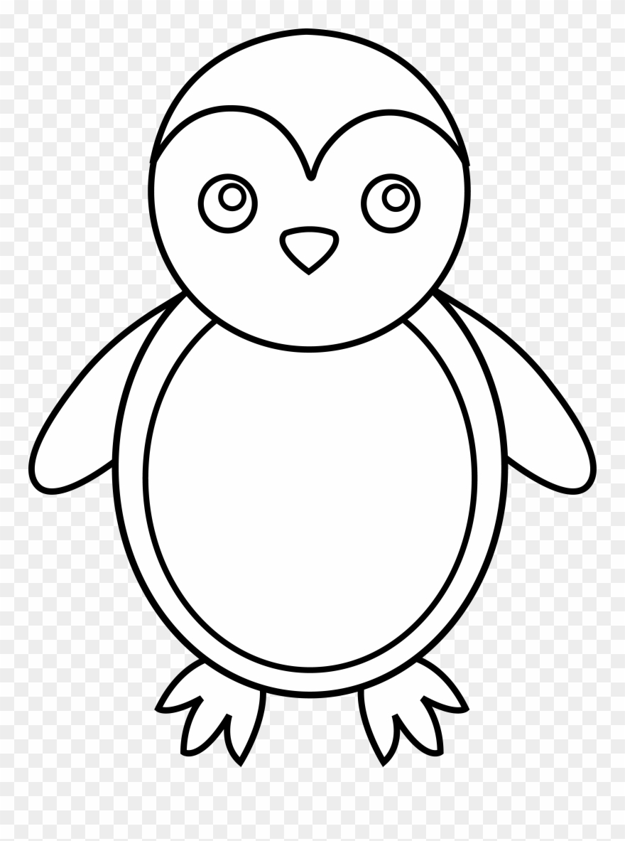 880x1183 Penguin Line Art Clipart - Penguin Line Drawing