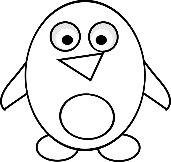 600x569 Penguin Line Art Free Vector In Open Office Drawing - Penguin Line Drawing
