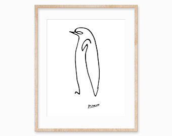 340x270 Picasso Penguin Etsy - Penguin Line Drawing