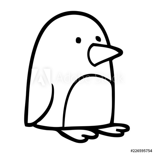 500x500 Line Drawing Cartoon Small Penguin - Penguin Line Drawing