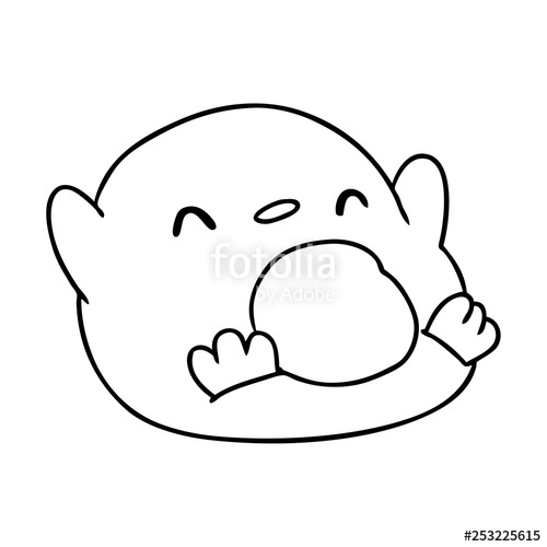500x500 Line Drawing Kawaii Of A Cute Penguin Stock Image And Royalty - Penguin Line Drawing