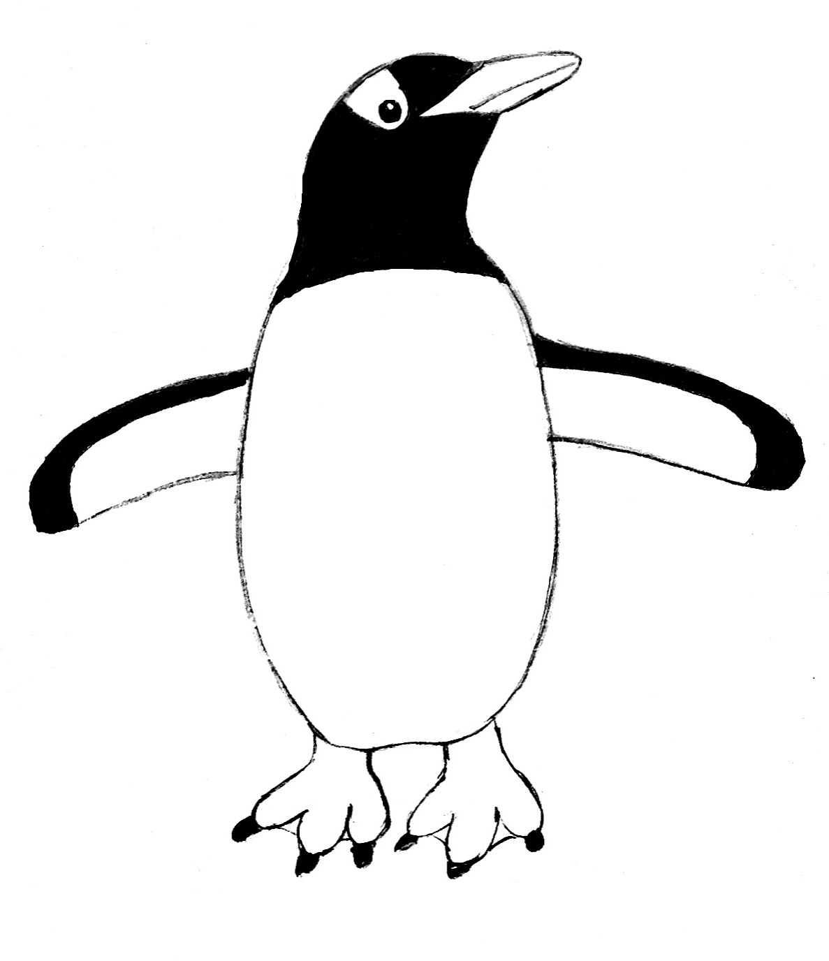 1187x1376 Outline Drawing Penguin For Free Download - Penguin Outline Drawing