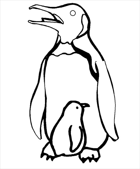 585x707 Penguin Template - Penguin Outline Drawing