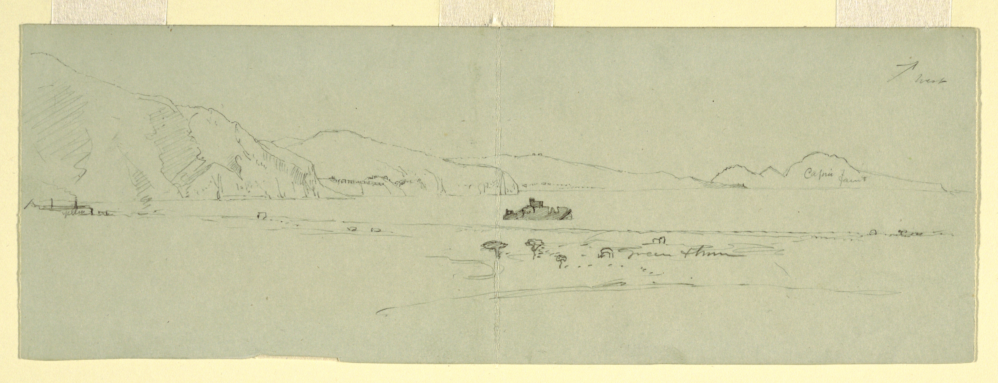 4095x1572 filedrawing, view of the peninsula of sorrento of capri, italy - Peninsula Drawing