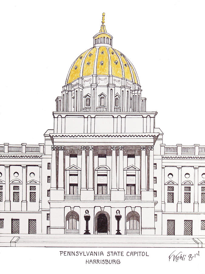 676x900 pennsylvania state capitol drawing - Pennsylvania Drawing
