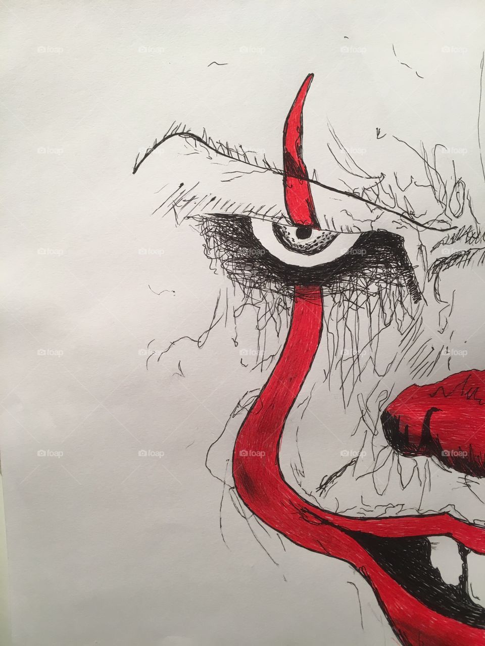 960x1280 it pennywise drawing w ballpoint pen stock photo - Pennywise Drawing
