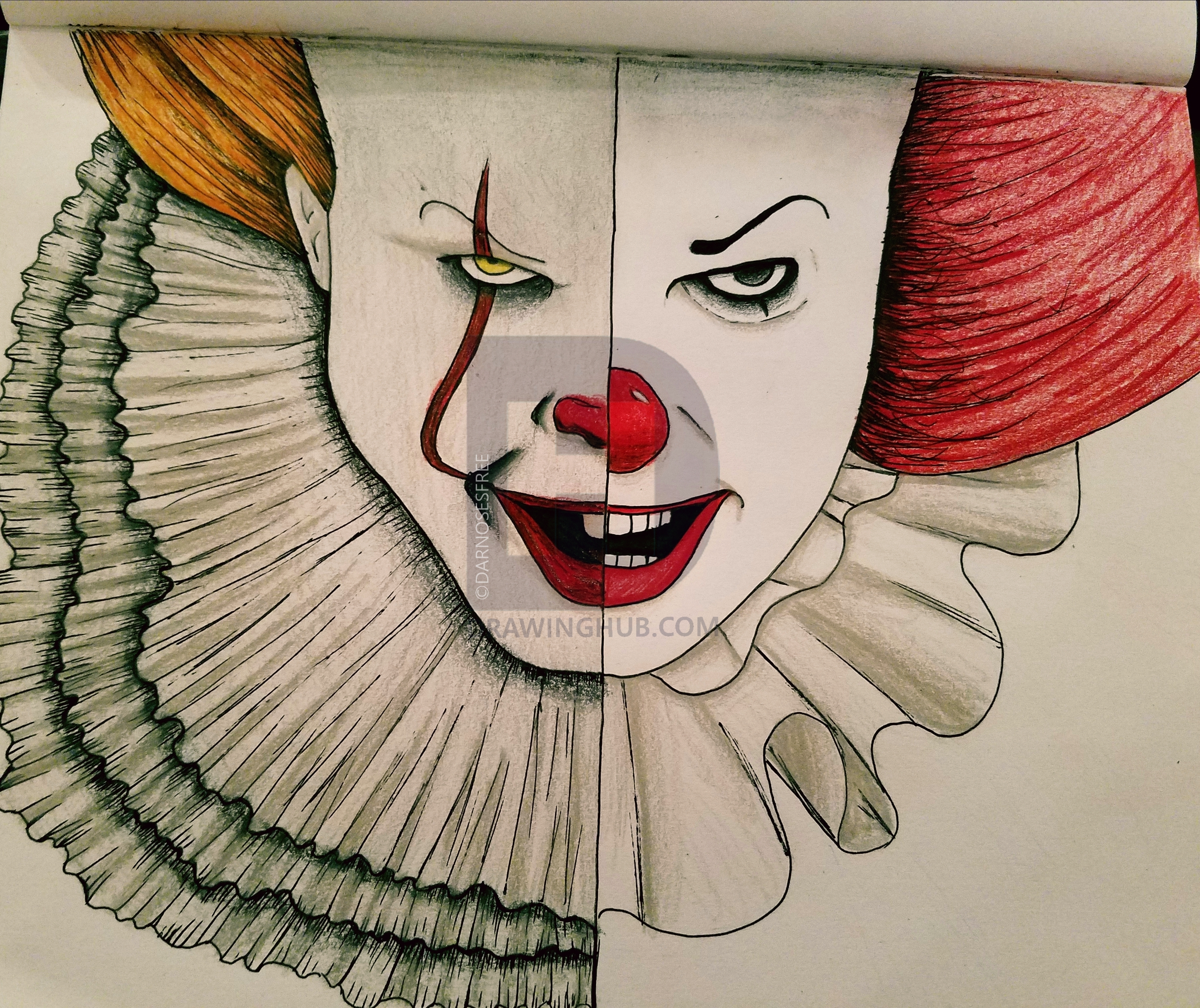 How to draw pennywise face