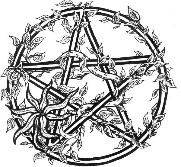 600x553 Tiggi Stones Tattoo Design Overgrown Pentacle Wiccan Pagan - Pentacle Drawing