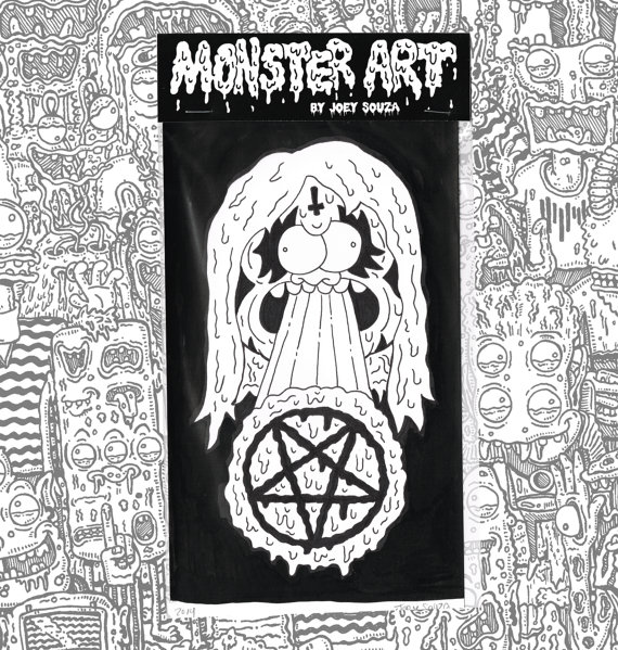 570x599 original pen and ink heavy black metal punk black and white - Pentagram Drawing