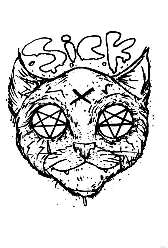 570x841 pizza pentagram sick kitty t shirt etsy - Pentagram Drawing
