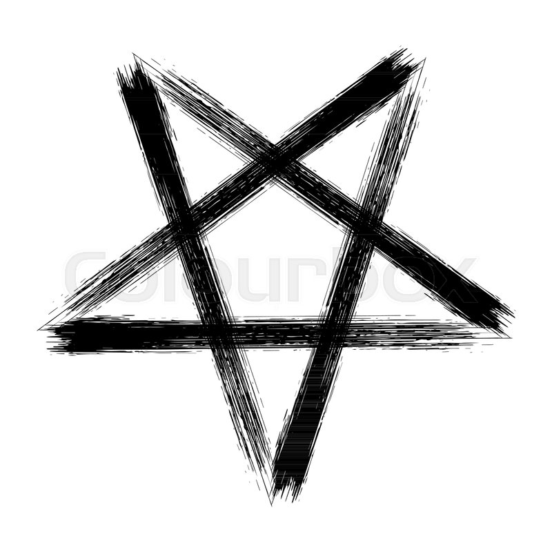 800x800 reversed pentagram icon, brush drawing stock vector colourbox - Pentagram Drawing