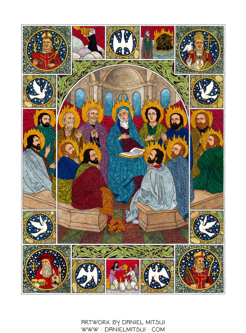 850x1150 Pentecost Drawing - Pentecost Drawing