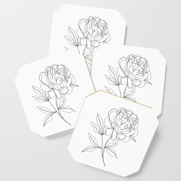 700x700 Botanical Illustration Line Drawing - Peony Drawing