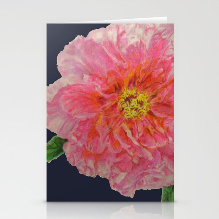 700x700 pink peony flower drawing on blue background stationery cards - Peony Flower Drawing