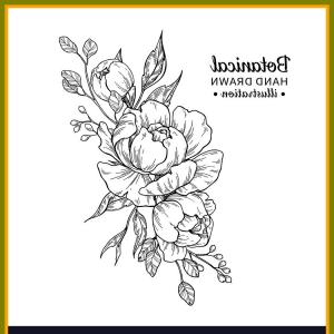 300x300 vintage flower bouquet drawing peony vector sohadacouri - Peony Flower Drawing