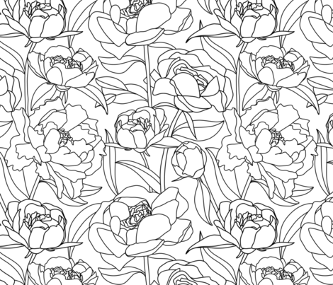 470x403 peony contour line drawing - Peony Line Drawing