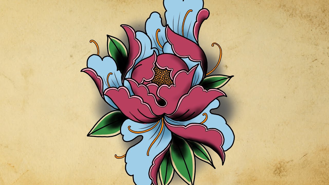1280x720 How To Draw A Peony Tattoo - Peony Tattoo Drawing