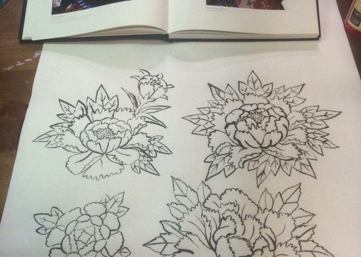 1170x832 peony tattoo sketch traditional japanese flower tattoo - Peony Tattoo Drawing