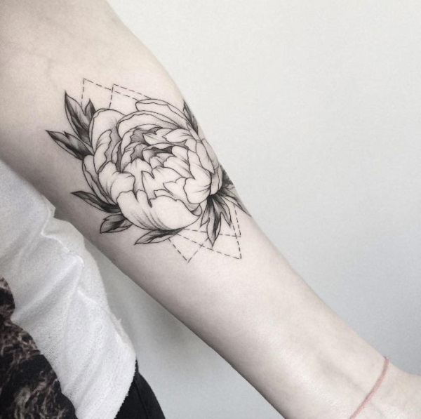 600x597 Peony Tattoo Designs - Peony Tattoo Drawing