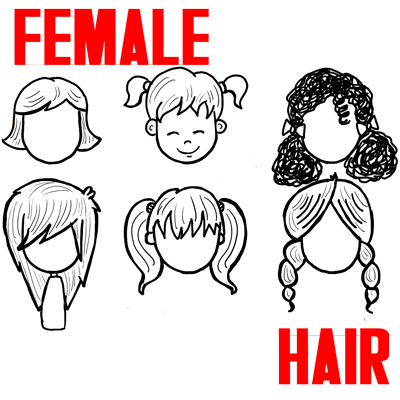 400x400 How To Draw Girls Hair Styles For Cartoon Characters Drawing - People Cartoon Drawing