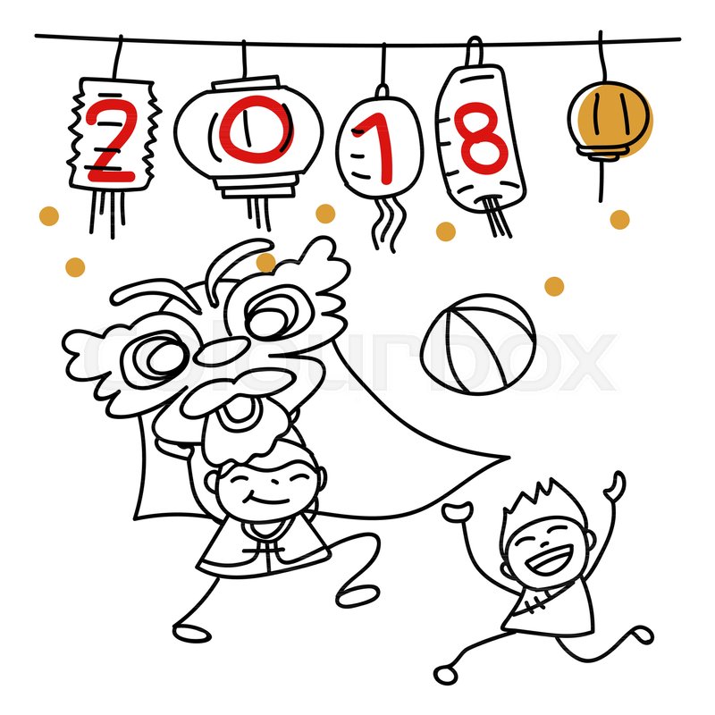 800x800 Hand Drawing Cartoon Character Chinese Stock Vector Colourbox - People Dancing Drawing