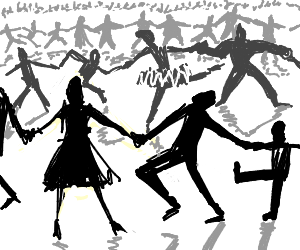 300x250 chain of people holding hands and dancing drawing - People Dancing Drawing