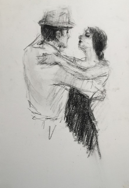 439x640 connie chadwell's hackberry street studio sketchbook drawing - People Dancing Drawing