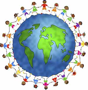 300x304 drawing of earth with people holding hands all around - People Holding Hands Drawing