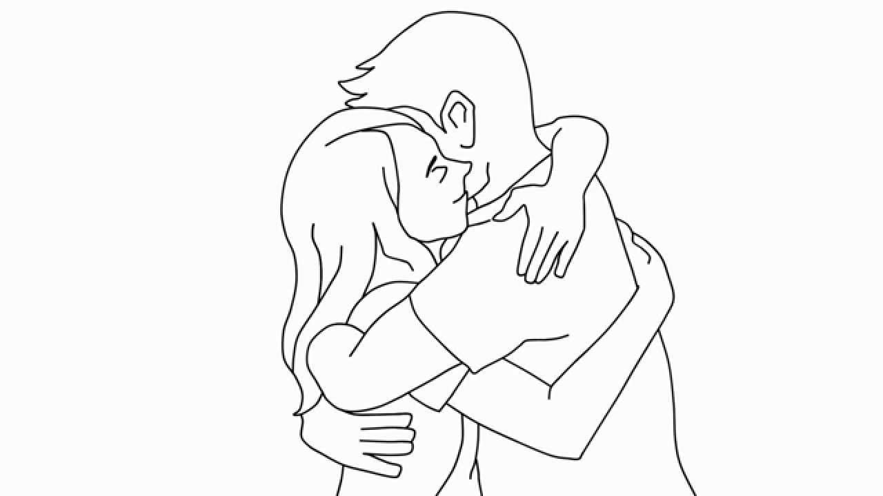 1280x720 Pictures Couple Hugging Drawings - People Hugging Drawing