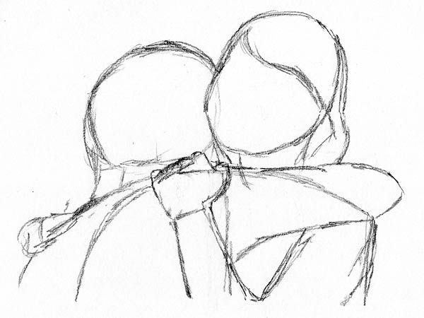 600x450 how to draw people hugging frontal over shoulder art drawings - Peo...