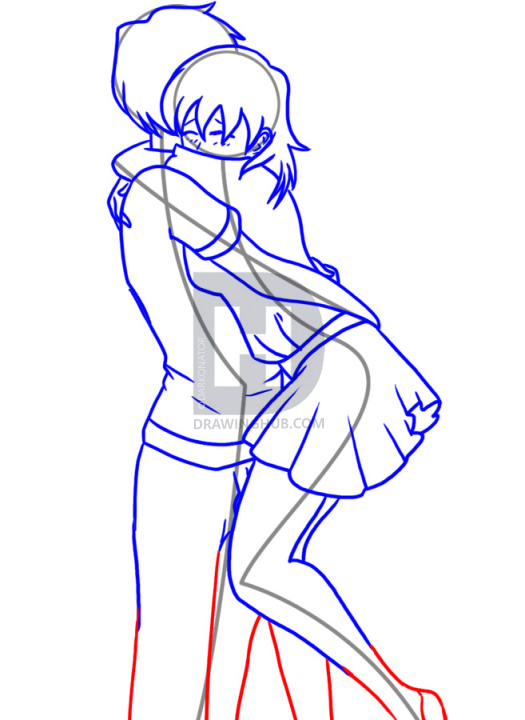 525x720 How To Draw Hugging, Step - People Hugging Drawing