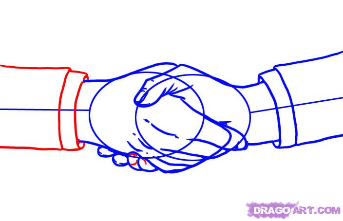 704x454 Draw Shaking Hands, Step - People Shaking Hands Drawing