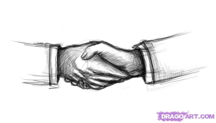 724x413 How To Draw Shaking Hands, Step - People Shaking Hands Drawing
