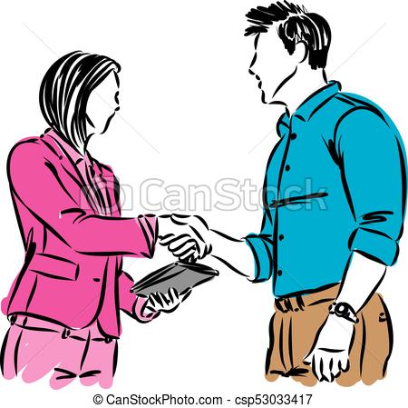 450x449 Man And Woman Shaking Hands Vector Illustration - People Shaking Hands Drawing