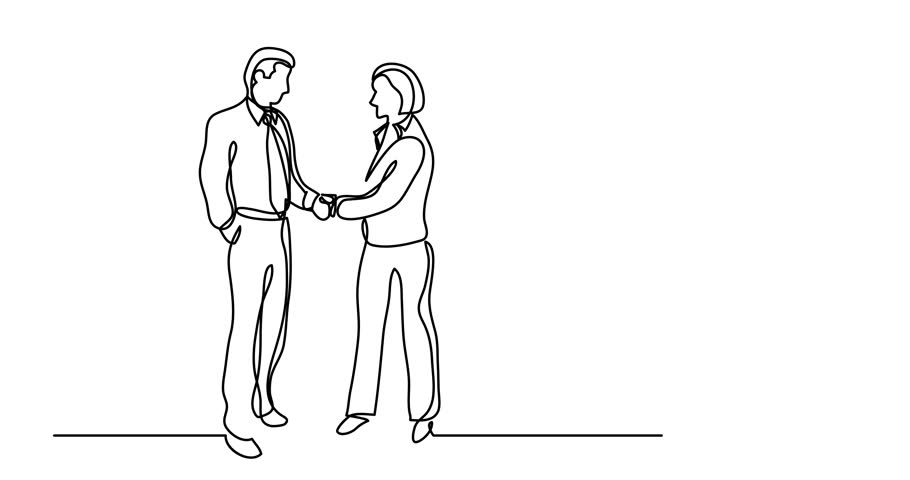 910x480 Self Drawing Animation Of Continuous Stock Footage Video - People Shaking Hands Drawing